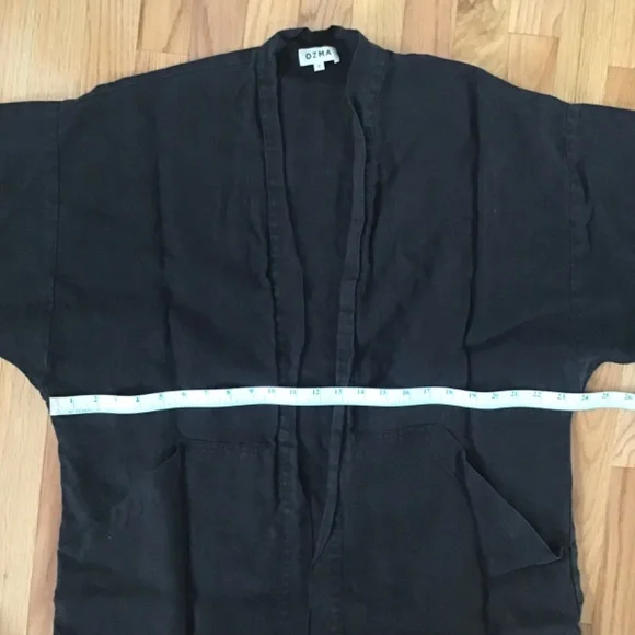 🚀SOLD ON INSTA🚀 Ozma Of California Black Linen Jacket/Robe -MED- Deiji Studios - Picture 9 of 11
